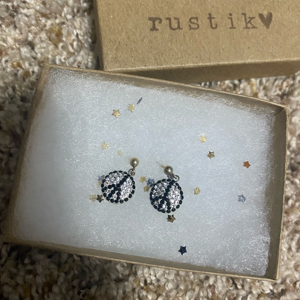bedazzled peace sign earrings